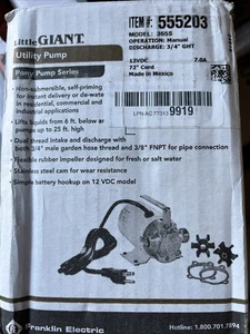 555203 300 GPH 12V Non-Submersible Utility Pump, 365S, White Stainless Steel - Picture 1 of 1