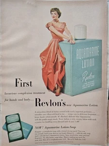 1951 Revlon Aquamarine Lotion women's Ceil Chapman evening gown vintage ad - Picture 1 of 1