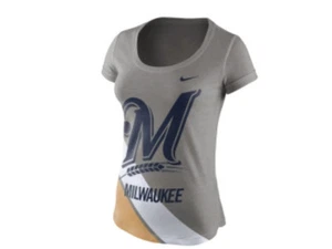 NIKE Milwaukee Brewers MLB Women's Tri-Blend Short Sleeves T-Shirt Top NWT $32 - Picture 1 of 1