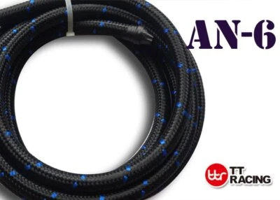 3/8" NYLON STAINLESS STEEL BRAIDED 1000 PSI -6AN AN6 6-AN OIL FUEL LINE HOSE 1M - Image 1 of 4