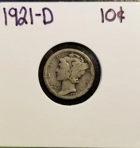 1921-D Mercury Dime -G/VG Details #805 Cover