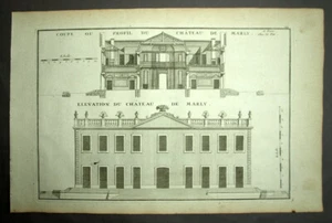 COUPE DU CHATEAU DE MARLY Gravure estampe originale de Nicolas de Fer 1723 - Imagen 1 de 1