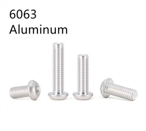 Aluminum Alloy 6063 Allen Bolts Hex Socket Button Head Screws M2 M3 M4 M5 M6 M8 - Picture 1 of 12