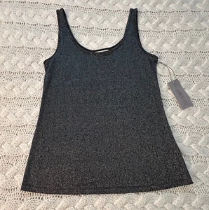 Jennifer Lopez Women's Tank Top Black Silver Metallic Size M Pullover NWT - Picture 1 of 6