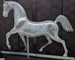 Vintage Cast Bronze American Saddlebred Horse Weathervane 13" w/ Patina - Picture 1 of 20