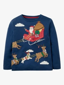 Camisa de Navidad Mini Boden Levanta la Solapa Santa Reno Nueva con Etiquetas Nueva 11-12 - Imagen 1 de 4