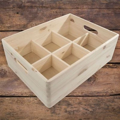 Large Plain Wooden Storage Box /Handles & Removable Compartments/To Decorate DIY - Image 1 of 4