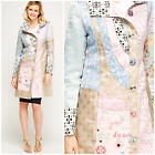 Women New Formal Multi Trench Patchwork Button Collar Jacket Flower Coat M 10-12