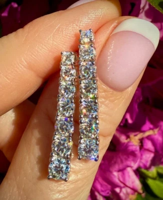 Pendientes colgantes de diamantes de plata, fiesta de boda pendientes colgantes brillantes de plata de San regalo Foto 1 de 4