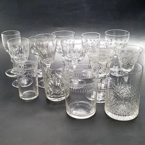 Antique Drinking Glasses Edwardian Sherry Port Liquor Tumblers 1900 - 1910 Mixed - Picture 1 of 78