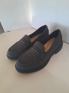 Clarks Womens Size 11 W Shoes "Westlynn Bay" Loafers Black Tweed Herringbone - Picture 1 of 11