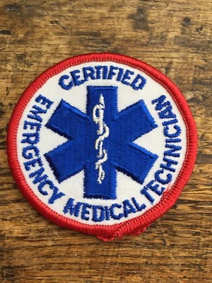 Vtg Certified Emergency Technician Sew Patch 3” Medic Embroidered White EMT - Image 1 of 3