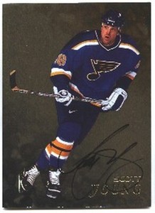Scott Young auto'd 1998-99 Be A Player GOLD card h1573