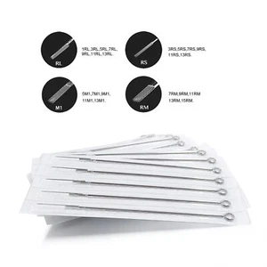 50pcs RL RS M1 RM Assorted Tattoo Needles 23 Sizes Disposable Sterile Needle - Picture 1 of 9