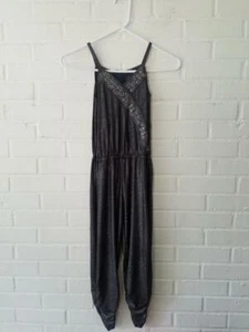 FLowers by Zoe Metallic Silver Romper Jumpsuit 5 $84 Designer boutique Brad EUC - Picture 1 of 3