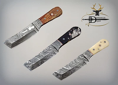 DAMASCUS STEEL 8" LONG FULL TANG TANTO BLADE POCKET HUNTING KNIFE, BOLSTER - Image 1 of 4