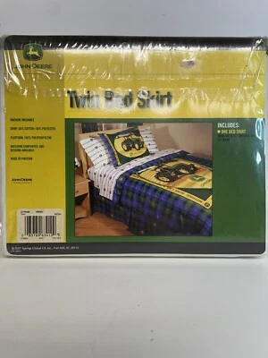 Falda cama doble John Deer. Nuevo en paquete. Falda de cama a cuadros verde, para niños,  Foto 1 de 4