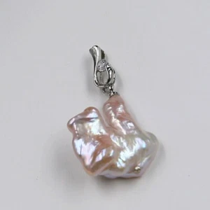 Last One 25 mm white pink Keshi Baroque Pearl Necklace& Pendant 9# - Bild 1 von 4