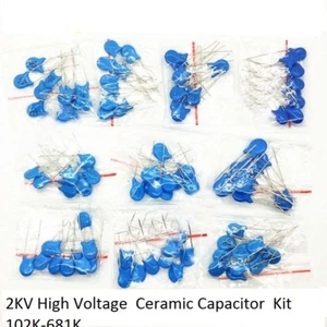 100 PIEZAS 10 valores 2KV alto voltaje 102K-681K kit de surtido de condensadores de cerámica 102K-681K - Imagen 1 de 3