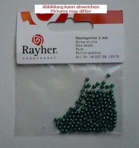 Rayher Wachsperlen 3 mm ca.125 Stück Fb.29 grün - Foto 1 di 1