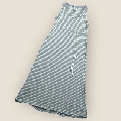 Cabi Gray Striped Maxi Dress Sleeveless Casual Drawstring Pocket Women's - Image 1 of 4