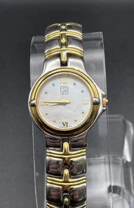 ESQ Swiss Women Silver Gold Two Tone 24mm MOP Dial Watch - 7" - New Battery - Picture 1 of 12