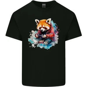 Camiseta De Algodón Ligera Para Hombre Gamer De Videojuegos Panda Rojo - Imagen 1 de 10