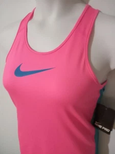 Camiseta sin mangas Nike Pro para mujer XL rosa azul Dri Fit espalda deportiva logotipo Swoosh grande pulóver - Imagen 1 de 9