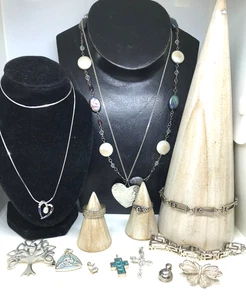 Sterling Silver Jewellery Bundle inc Rings, Pendants, Necklaces, Bracelets 60+g - Picture 1 of 6