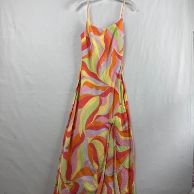 Maxi Vestido Sin Mangas Diseño ASOS Talla Pequeña Algodón Lino Colorido Playa Foto 1 de 4