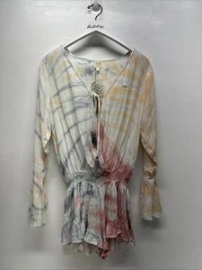 Surf Gypsy Romper Tie Dye Cover Up Surplice Vintage Havana Colorful New L Large - Picture 1 of 6