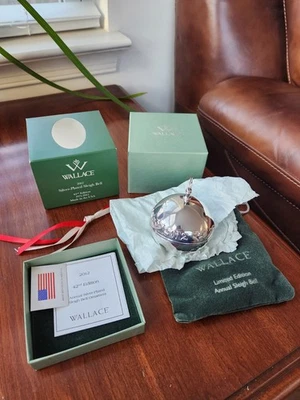 Wallace 2012 versilberte Schlittenglocke Weihnachtsschmuck in Box  - Bild 1 von 4