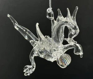 Dragón mágico de vidrio soplado con bola de cristal brillante arte estatuilla adorno - Imagen 1 de 19