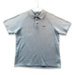 Nike Blue Golfing Black Swoosh Embroidered Logo Short Sleeve Polo Shirt Men's L - Picture 1 of 9