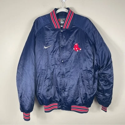 Nike Boston Red Sox Jacket Mens Large Blue Red Button Front Sports Baseball - Image 1 of 4