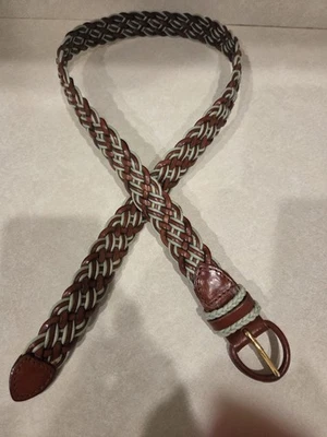 Talbots Belt Womens Size M Medium Brown Green Woven Braided Leather Casual 36 In - Image 1 of 4
