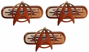 Star Trek Movie Federation Uniform Chest Insignia Deluxe 3" Pin Set of 3 Pins - Picture 1 of 1