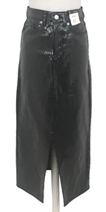 M&S Women's Skirt Dark Grey Sequin Maxi Split 5 Pocket Jean Style New F1 - Picture 1 of 38