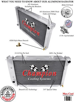 Racing Champion 2 Row All Aluminum Radiator for 1969 - 1971 Ford LTD V8 Engine — 第 1/4 张图片
