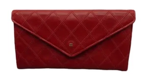 Chanel Lambskin Women's Red Diamond Quilted Lambskin Leather Zipper Wallet Purse - Picture 1 of 11