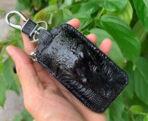 Genuine Crocodile Car Key Holder Wallet- Zipper Keychain Bag 