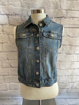 MOSSIMO Juniors Jean Blue Denim Jacket Biker Vest Size S - Image 1 of 4