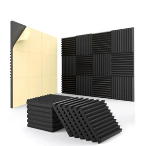 24 Pack Acoustic Panels Self-adhesive Studio Noise Soundproofing Wall Tiles - Picture 1 of 10