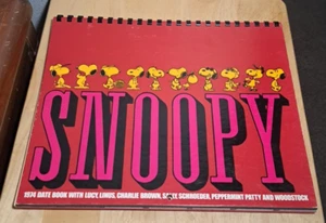 Vintage 1974 Snoopy Peanuts Date Book Calendar, 13” W X 10.5” - Picture 1 of 7