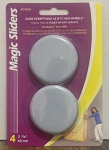 Magic Sliders Plastic Floor Slide Gray Round 2-3/8 in. W 4/Pak FREE SHIPPIN - Picture 1 of 6