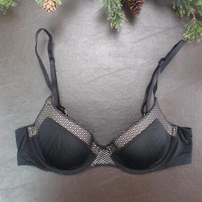 Victoria's Secret Bra Size 34B Black Lace Padded Wireless Adjustable Clasp Back - Image 1 of 4