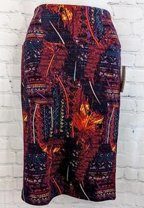 LuLaRoe NWT Womens Size Small Casual Cassie Skirt Red Blue Orange Feathers - Picture 1 of 4
