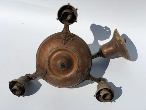 Antique Art Deco Ceiling Hanging Light 4 Repair or Parts Cover