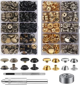 400Pcs Snap Button Kit Leather Snap Fastener Kit Tool 5/8In for Leather AntiRust - Picture 1 of 6