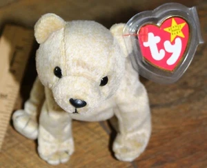 TY Beanie Baby - MANDEL der beige Bär 7 Zoll Stofftier Plüschtier neuwertig mit Etikett - Bild 1 von 4